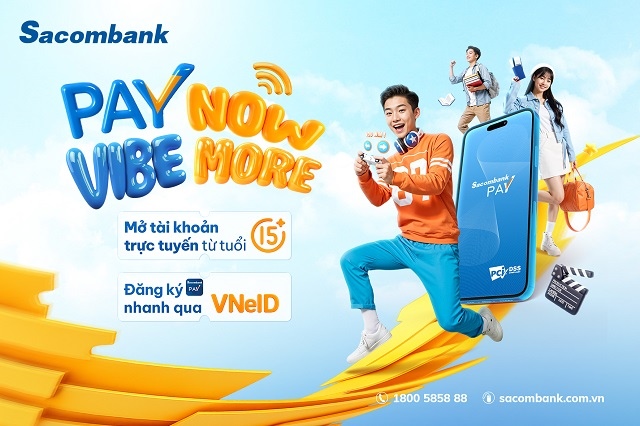 Khách hàng từ 15 tuổi đã có thể mở tài khoản trực tuyến qua Sacombank Pay 