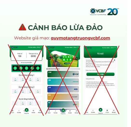 Cảnh báo giả mạo thương hiệu VCBF