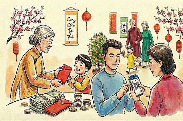 Tiền mới hay mã QR: Câu chuyện giữa “tiện” và “tình” ngày Tết