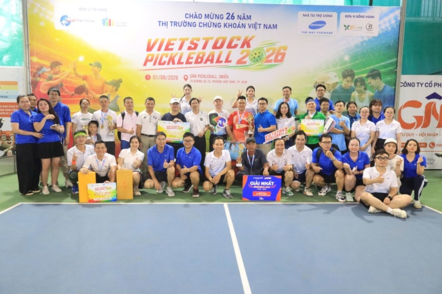 Vietstock Pickleball 2026 khép lại sau gần 10 giờ tranh tài với nhiều dấu ấn